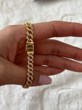 Pandora Gold and Clear Crystal Cuban Link Bracelet